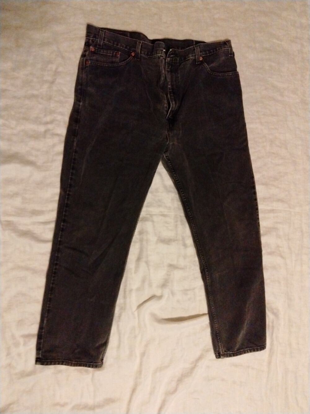 Levi's Men's 505 Relaxed Fit Straight Leg Denim Jeans Black Wash Red Tab 42x30